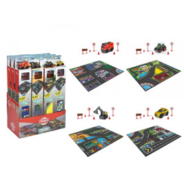 Dickie Toys Micro World Spielteppich Set 100x80cm mit Autos & Zubehör