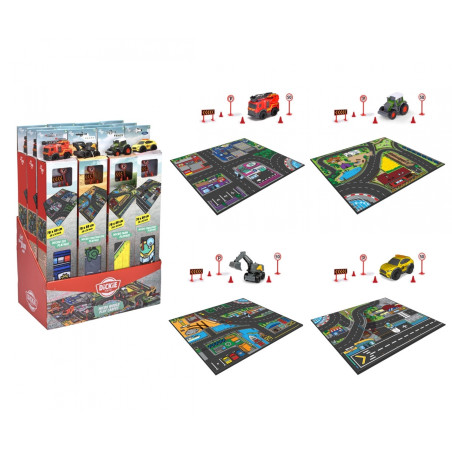 Dickie Toys Micro World Spielteppich Set 100x80cm mit Autos & Zubehör