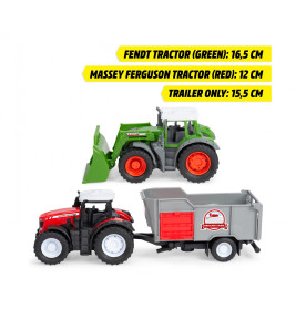 Majorette Farm Set – 3er Set mit 2 Traktoren, Anhängern & Schaufellader – Baufahrzeuge Spielset ab 3 Jahren