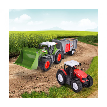 Majorette Farm Set – 3er Set mit 2 Traktoren, Anhängern & Schaufellader – Baufahrzeuge Spielset ab 3 Jahren