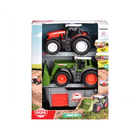 Majorette Farm Set – 3er Set mit 2 Traktoren, Anhängern & Schaufellader – Baufahrzeuge Spielset ab 3 Jahren