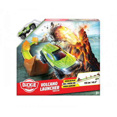 Dickie Toys Volcano Launcher Track Set – Feuerrote Rennbahn mit Vulkan-Action