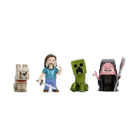 Minecraft Movie 4-Pack 2,5 Inch Figuren – Steve, Creeper, Wolf, Piglin-Brute