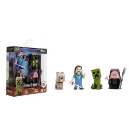 Minecraft Movie 4-Pack 2,5 Inch Figuren – Steve, Creeper, Wolf, Piglin-Brute