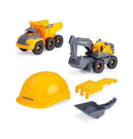 Dickie Toys Volvo Construction Playset – Baufahrzeuge & Helm für Kinder