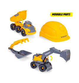 Dickie Toys Volvo Construction Playset – Baufahrzeuge & Helm für Kinder