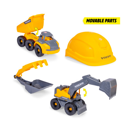 Dickie Toys Volvo Construction Playset – Baufahrzeuge & Helm für Kinder