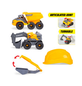Dickie Toys Volvo Construction Playset – Baufahrzeuge & Helm für Kinder
