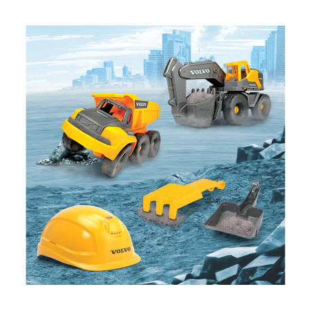 Dickie Toys Volvo Construction Playset – Baufahrzeuge & Helm für Kinder