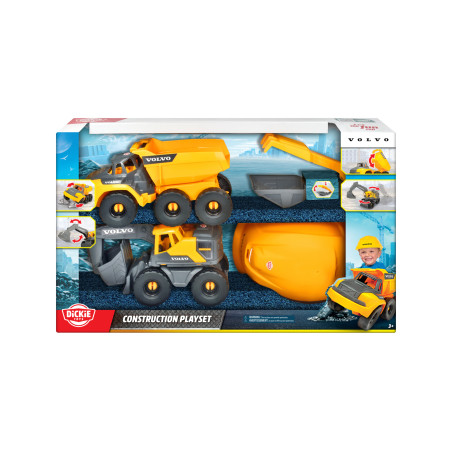 Dickie Toys Volvo Construction Playset – Baufahrzeuge & Helm für Kinder