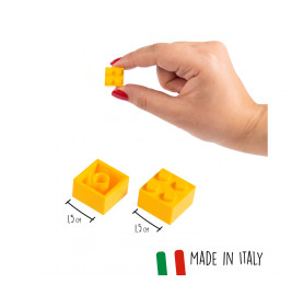 Simba Blox 100 gelbe 4er Bausteine in Dose – Kompatibel mit bekannten Marken