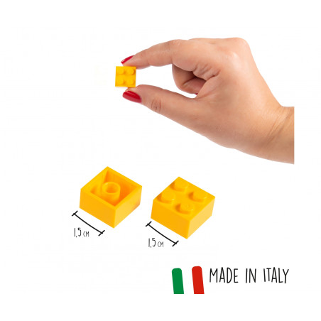 Simba Blox 100 gelbe 4er Bausteine in Dose – Kompatibel mit bekannten Marken