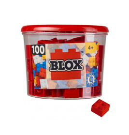 Simba Blox 100 rote 4er Bausteine in Dose – Kompatibel mit bekannten Marken