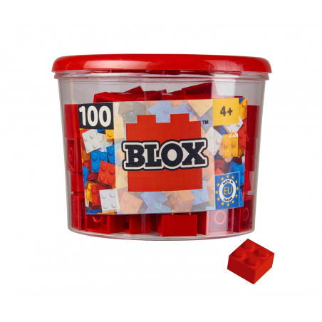 Simba Blox 100 rote 4er Bausteine in Dose – Kompatibel mit bekannten Marken