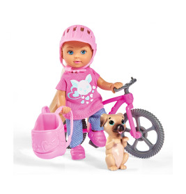 Simba Evi Love Ferienspaß Fahrrad Set | Puppe mit Fahrrad, Hund & Helm | Für Kinder ab 3 Jahre