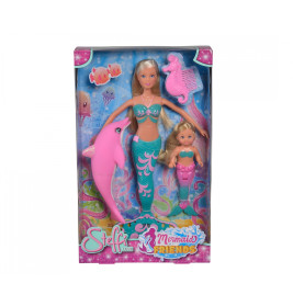 Steffi Love Mermaid Friends Puppenset mit Delfin & Evi - Unterwasser-Spiel für Kinder