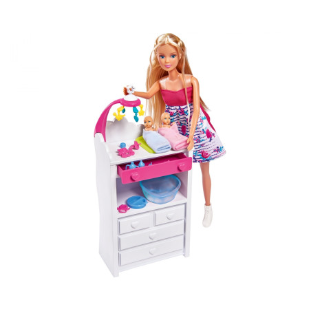 Steffi Love Welcome Twins Babyset – Puppenset mit Wickeltisch & Zubehör