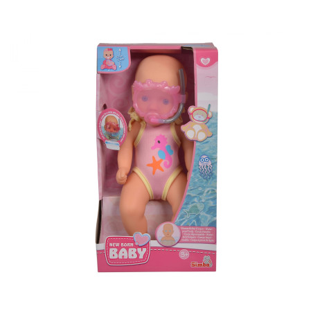 New Born Baby Badepuppe 30cm mit Schwimmbrille & Blubberfunktion | Simba Toys