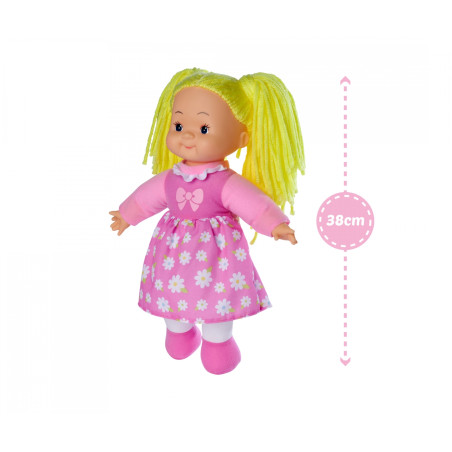 Simba Toys My LOVE Flower Dolly Weichpuppe 38 cm mit Wollhaar – Kuschelpuppe für Babys & Kleinkinder