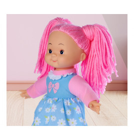 Simba Toys My LOVE Flower Dolly Weichpuppe 38 cm mit Wollhaar – Kuschelpuppe für Babys & Kleinkinder