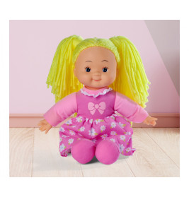 Simba Toys My LOVE Flower Dolly Weichpuppe 38 cm mit Wollhaar – Kuschelpuppe für Babys & Kleinkinder