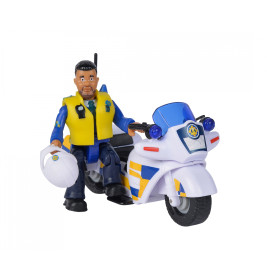 Simba Feuerwehrmann Sam Polizei Motorrad mit Polizist Malcolm Figur – Spielzeug ab 3 Jahre