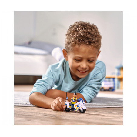 Simba Feuerwehrmann Sam Polizei Motorrad mit Polizist Malcolm Figur – Spielzeug ab 3 Jahre