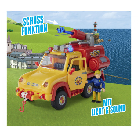 Simba Feuerwehrmann Sam Venus 2.0 Feuerwehrauto mit Figur – Originalsounds & Licht