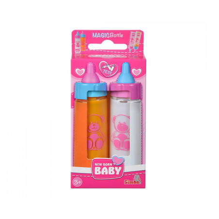 Simba New Born Baby – 2 Magische Fläschchen (Milch & Saft) für Puppen (12 cm). Spielspaß ab 3 Jahren. EAN 4006592069254.