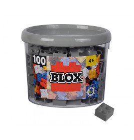Simba Blox 100 graue 4er Bausteine in Dose – Kompatibel mit bekannten Marken