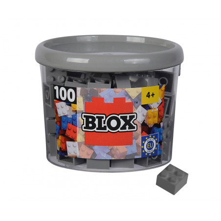 Simba Blox 100 graue 4er Bausteine in Dose – Kompatibel mit bekannten Marken