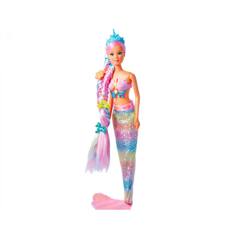 Steffi Love Regenbogen Meerjungfrau Puppe – Bunte Haare & abnehmbare Flosse