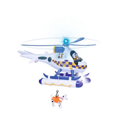 Feuerwehrmann Sam Polizei Hubschrauber Wallaby | Rose Figur & Radar Hund | Sound & Licht BLAULICHT | Simba