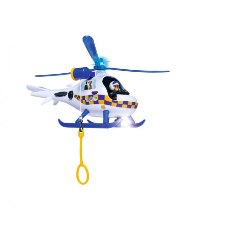 Feuerwehrmann Sam Polizei Hubschrauber Wallaby | Rose Figur & Radar Hund | Sound & Licht BLAULICHT | Simba