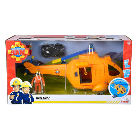 Fireman Sam Hubschrauber Wallaby II – Licht & Sound, Seilwinde, Tom Figur