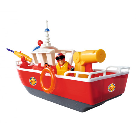 Simba Feuerwehrmann Sam Titan Schiff – Schwimmendes Feuerwehrboot mit Wasserkanonen & Sam Figur