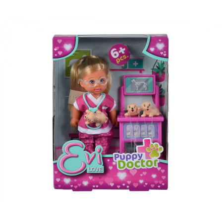 Evi Love Puppy Doctor Set: Tierarztpraxis mit Evi Puppe für Kinder (3+)