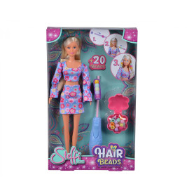 Steffi Love Puppe im Blumenkleid mit Haarperlen-Werkzeug und Perlen in bunter "Hair Beads"-Box.