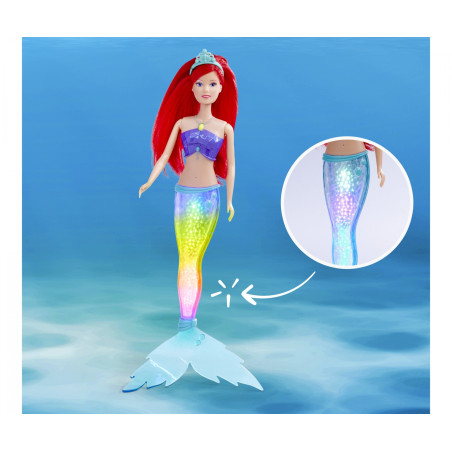 Steffi Lovie Sparkle Mermaid Puppe mit Regenbogen-Lichtfunktion – 39 cm