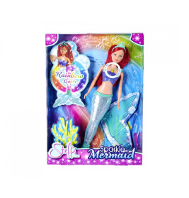 Steffi Lovie Sparkle Mermaid Puppe mit Regenbogen-Lichtfunktion – 39 cm
