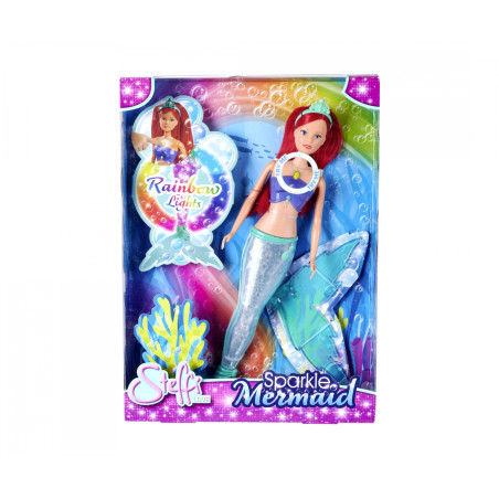 Steffi Lovie Sparkle Mermaid Puppe mit Regenbogen-Lichtfunktion – 39 cm