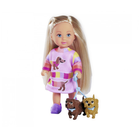 Simba Evi LOVE Puppe mit zwei Dackeln – 'EL Dooogs' Spielset | Rollenspiel & Tierpflege | Für Puppenfans ab 3 Jahre