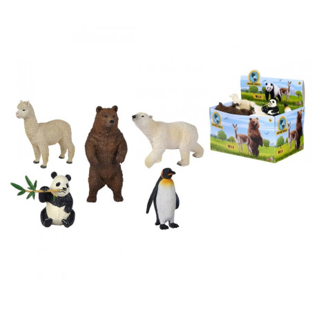 Simba Wildtiere 5-sortiert Figuren Set – Braunbär, Eisbär, Lama, Panda, Pinguin