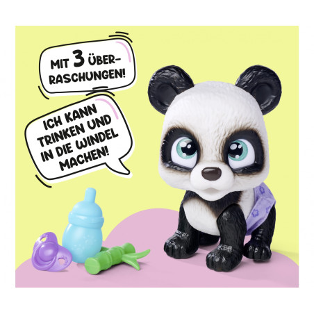 Pamper Petz Panda Baby Figur – Trink- & Nässfunktion, Magische Pfote – Simba Toys