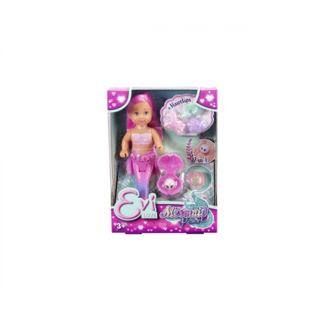 Simba Evi Love Mermaid Pearl Puppe | 12cm Meerjungfrau mit magischer Perle & Zubehör | Pinke Haare
