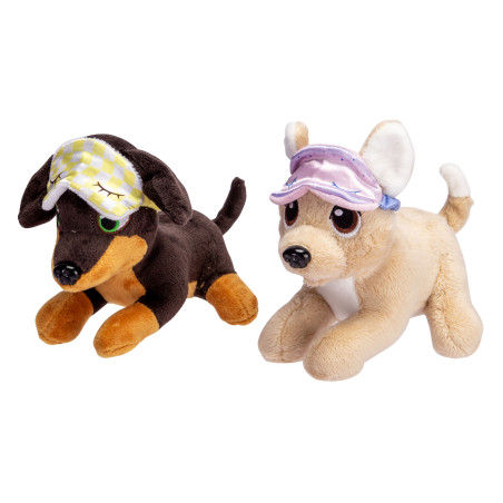 ChiChi LOVE Sleeping Buddy Plüschhund im Körbchen – 2-fach sortiert: ChiChi oder Rocky (15 cm)