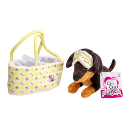 ChiChi LOVE Sleeping Buddy Plüschhund im Körbchen – 2-fach sortiert: ChiChi oder Rocky (15 cm)