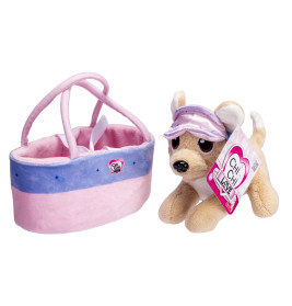 ChiChi LOVE Sleeping Buddy Plüschhund im Körbchen – 2-fach sortiert: ChiChi oder Rocky (15 cm)