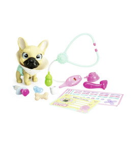 Pamper Petz Frenchie Hund | Interaktiv mit Geräuschen & Trinkfunktion | Spielset über 10 Zubehörteile