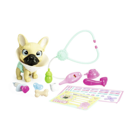 Pamper Petz Frenchie Hund | Interaktiv mit Geräuschen & Trinkfunktion | Spielset über 10 Zubehörteile